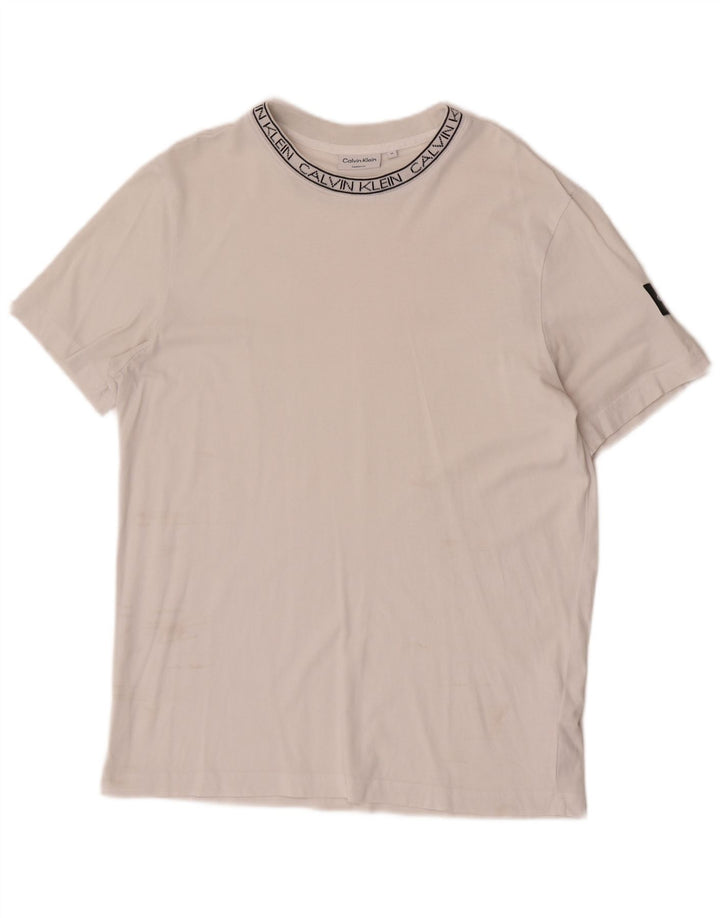 Ανδρικό γραφικό T-Shirt Calvin Klein Τοπ μεσαίο λευκό βαμβακερό