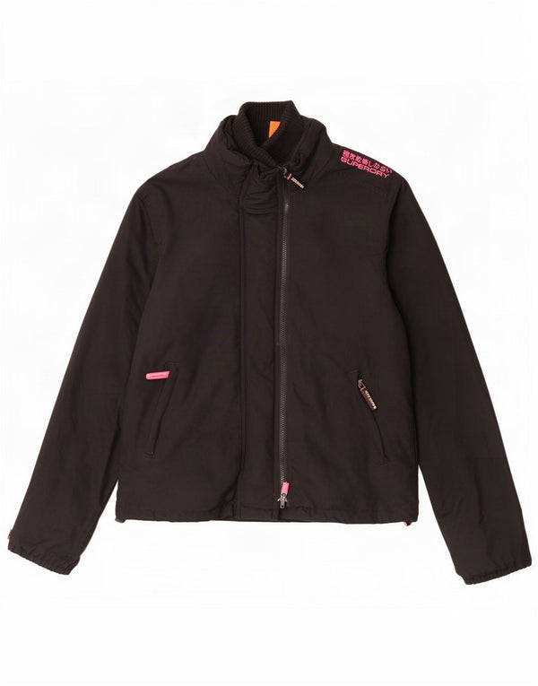 Superdry Womens The Windcheater Rain Jacket UK 18 XL Μαύρο νάιλον