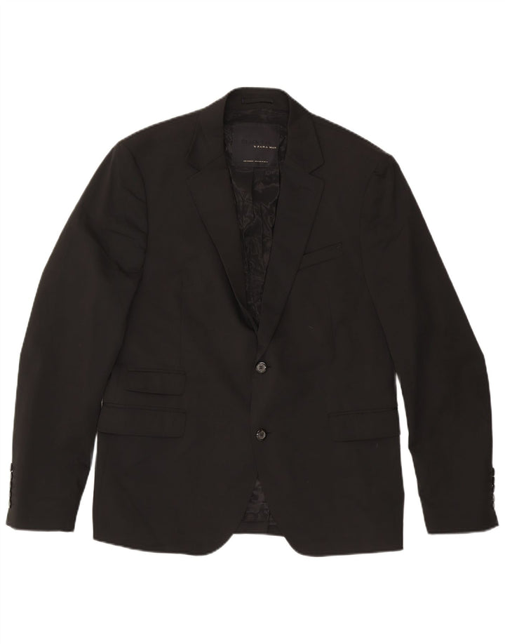 Zara Ανδρικό Μπουφάν Blazer με 2 Κουμπιά IT 54 2XL Μαύρο Πολυεστέρα