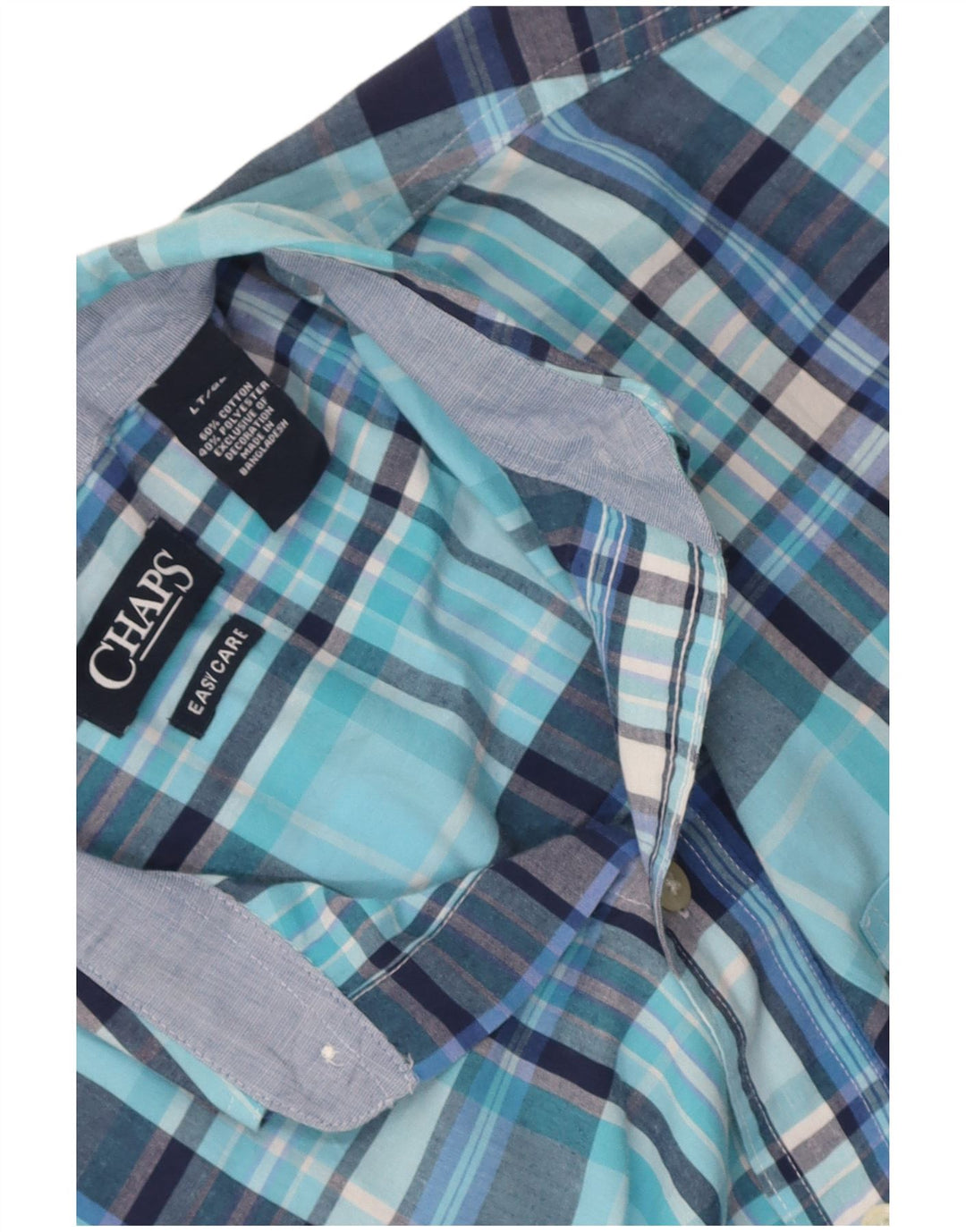 Chaps Mens Easy Care κοντομάνικο πουκάμισο μεγάλο μπλε βαμβακερό