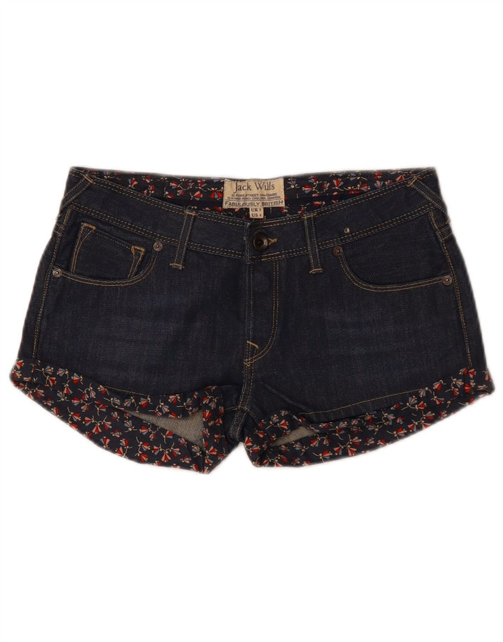 JACK WILLS Γυναικείο τζιν σορτς UK 8 Small W28 Navy Blue Floral