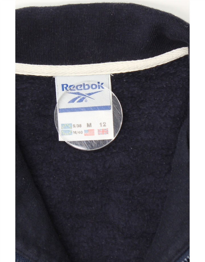 Γυναικείο φούτερ Reebok με φερμουάρ, μπλουζάκι, μπλουζάκι UK 12, μεσαίο, μπλε βαμβακερό