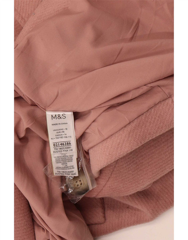 Marks & Spencer Γυναικείο παλτό με διπλό στήθος UK 18 XL Pink Polyester