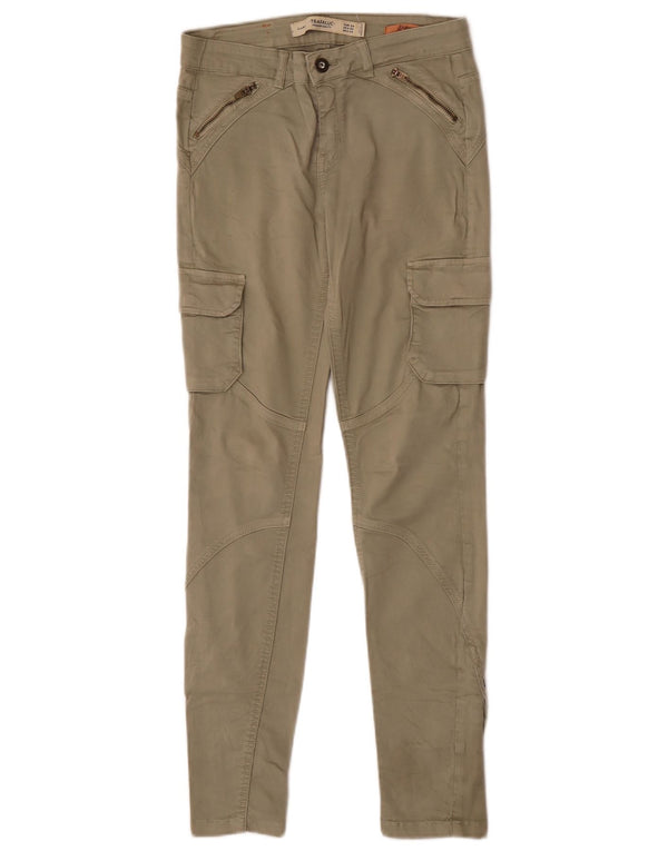 Zara Γυναικείο Slim Cargo Παντελόνι EU 34 2XS W24 L28 Χακί Βαμβακερό