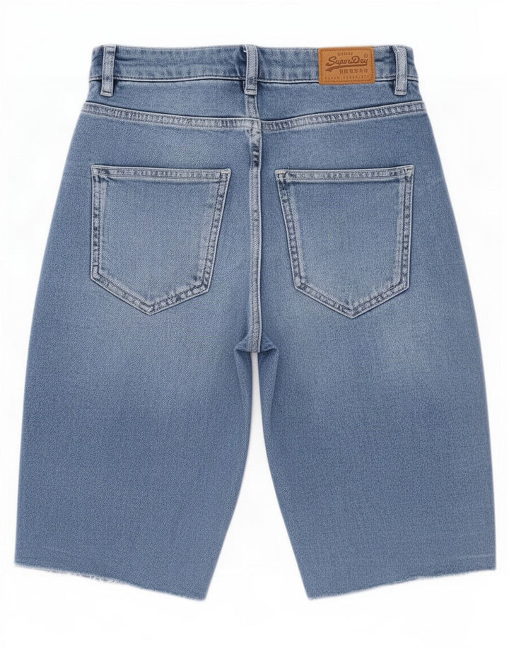 Γυναικείο τζιν σορτς Superdry W28, μεσαίο μπλε βαμβακερό