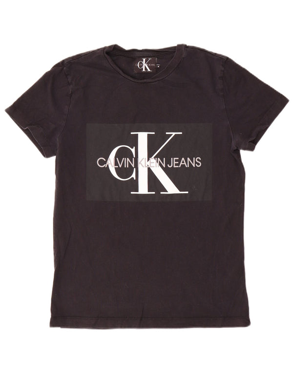 Calvin Klein Jeans Womens Graphic T-Shirt Top UK 14 Medium Black