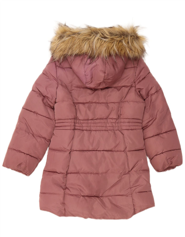Dkny Girls Hooded Podded Coat 10-11 Years Medium Pink Polyester