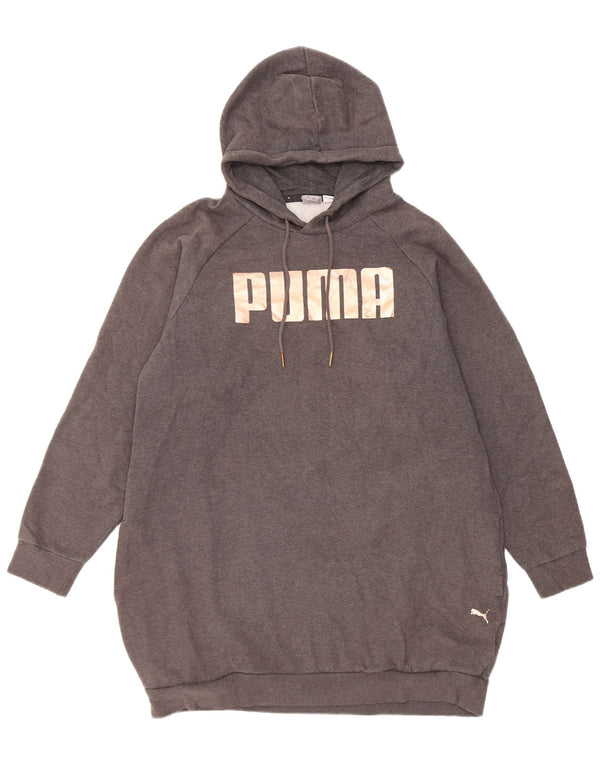 Puma Γυναικείο Longline Graphic Hoodie Jumper UK 14 Μεσαίο γκρι βαμβακερό