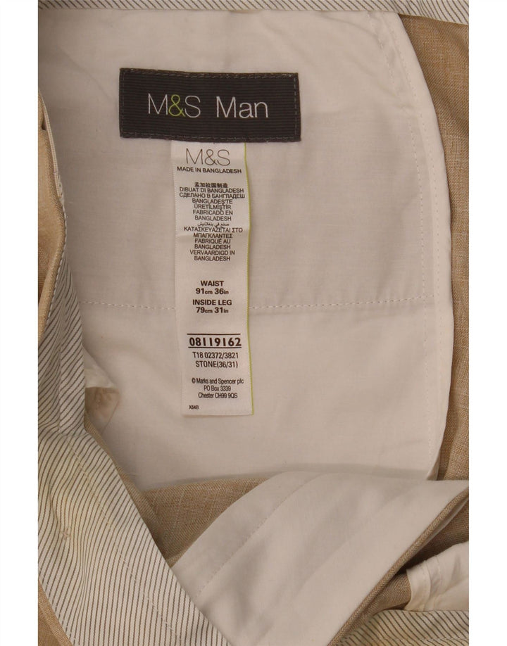 MARKS & SPENCER Ανδρικό ίσιο παντελόνι W36 L31 Μπεζ πολυεστέρας