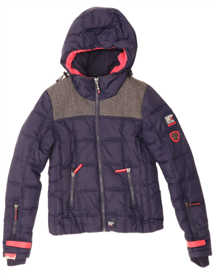 Superdry γυναικείο μπουφάν σκι με κουκούλα UK 6 XS Navy Blue Polyester