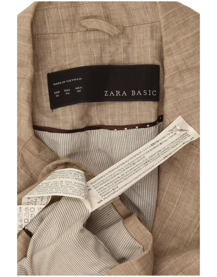 Zara γυναικείο μπουφάν 1 κουμπιού blazer UK 18 XL Beige Pinstripe Polyester