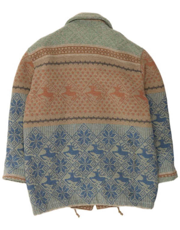 VINTAGE Γυναικείο παλτό ανεμοφράκτη UK 16 Large Blue Fair Isle