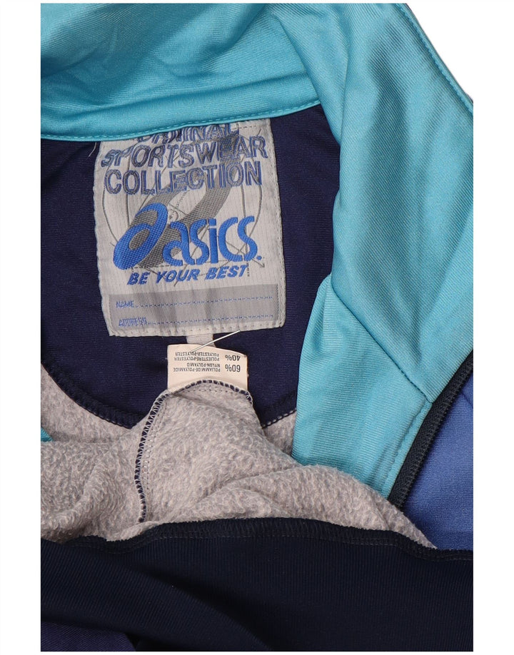 Ανδρική φόρμα γυμναστικής γραφική Asics Top μπουφάν μεσαίου μπλε χρώματος πολυαμίδης