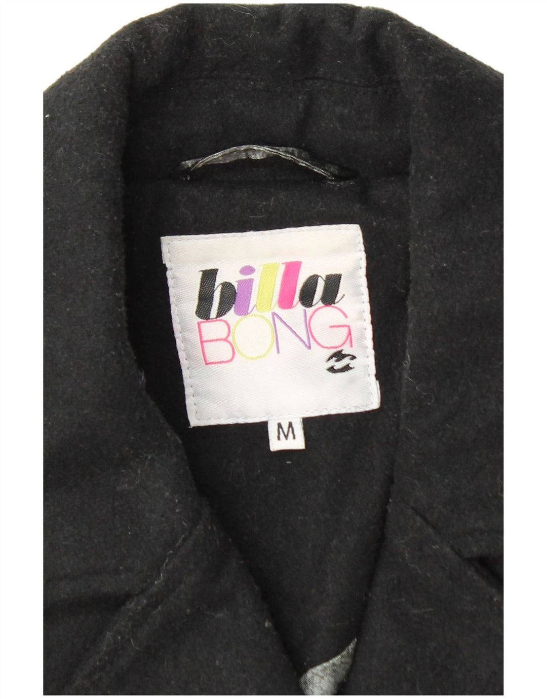 BILLABONG Γυναικείο παλτό μπιζελιού UK 12 μεσαίο μαύρο πολυεστέρας