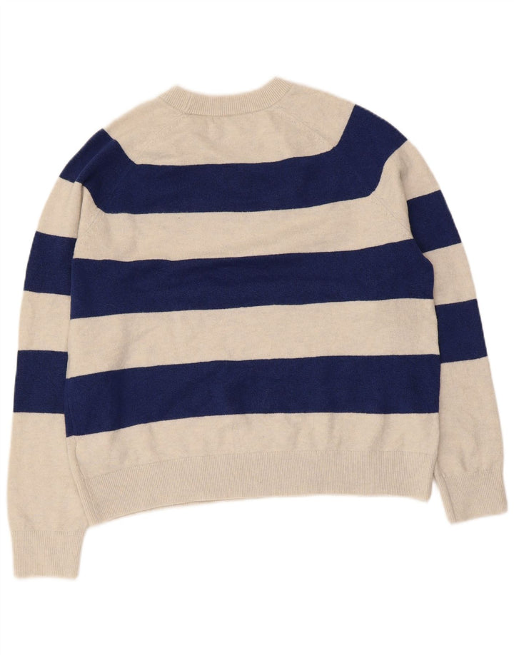 Marks & Spencer Γυναικείο πουλόβερ με λαιμόκοψη UK 14 Medium Beige ριγέ