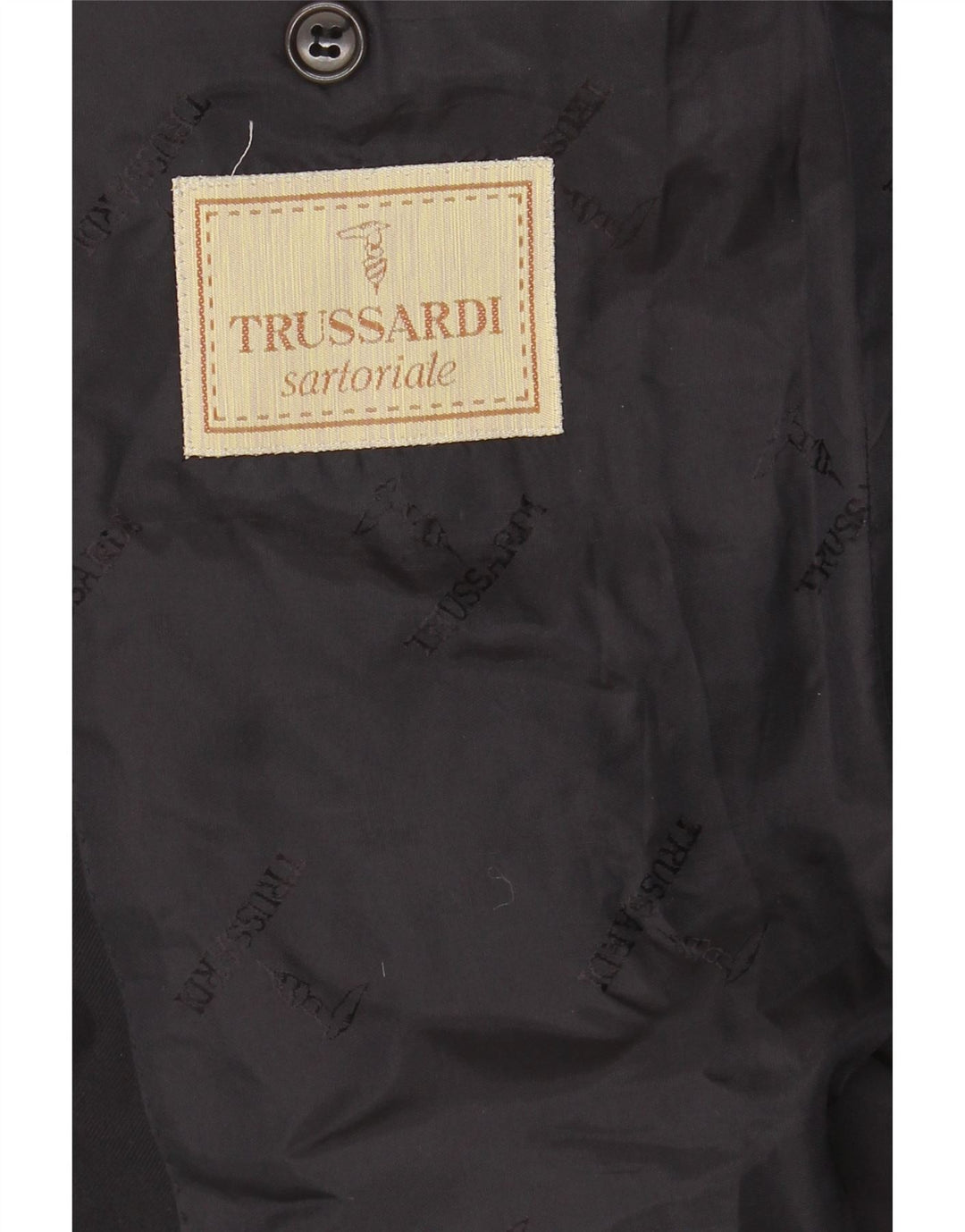 TRUSSARDI Mens 2 Button Blazer Jacket IT 50 Large Navy Blue Virgin Wool Vintage Trussardi and Second-Hand Trussardi from Messina Hembry 