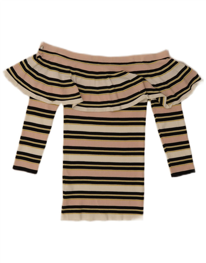 Patrizia Pepe Womens Off Shoulder Top US 2 XS Πολύχρωμο ριγέ