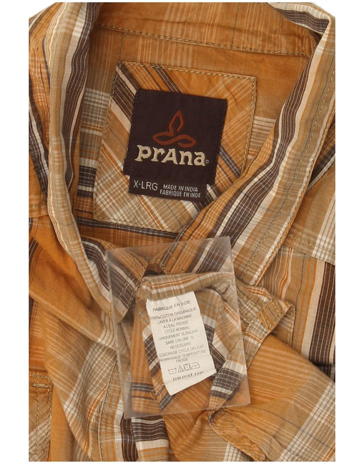 Prana Ανδρικό πουκάμισο XL Κίτρινο βαμβακερό καρό