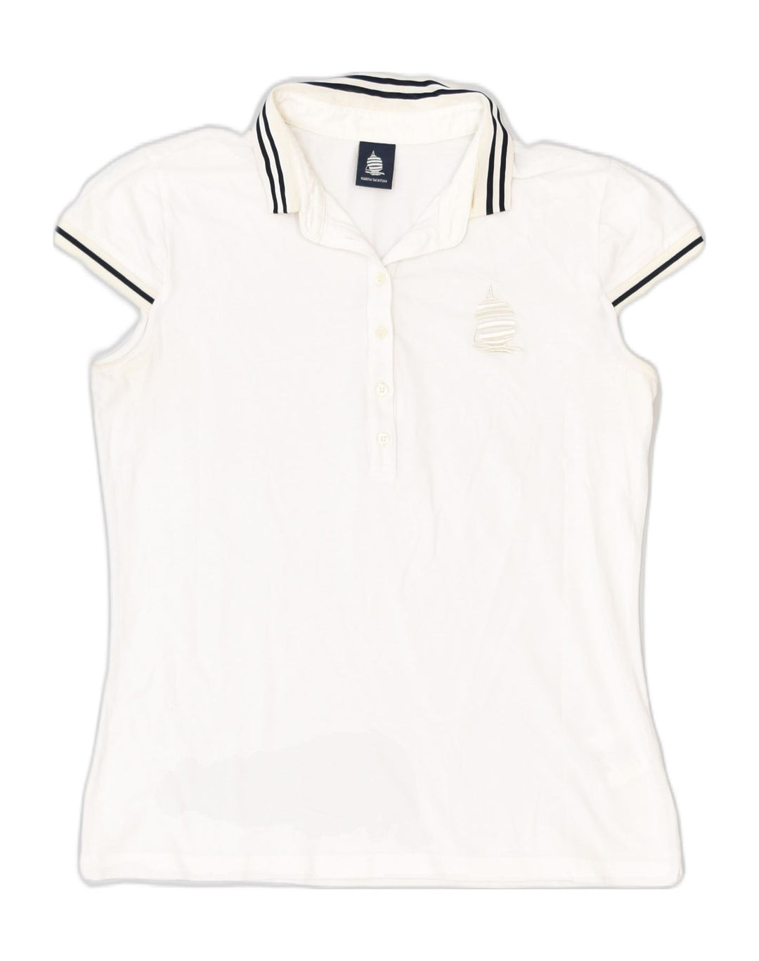 MARINA YACHTING Womens Oversized Polo Shirt UK 16 arge White Cotton | Vintage Marina Yachting | Thrift | Second-Hand Marina Yachting | Used Clothing | Messina Hembry 