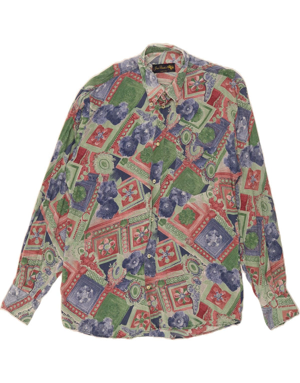 VINTAGE Mens Shirt Large Multicoloured Floral