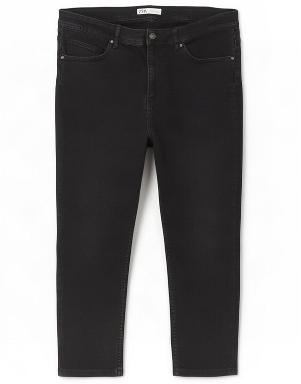 Zara Mens Cropped Jeans EU 42 Large W32 L24 Black