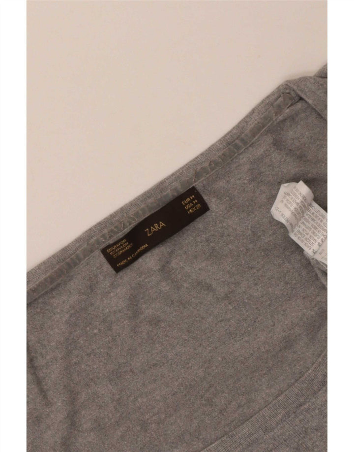 Zara Γυναικείο πουλόβερ με λαιμόκαυστο UK 12 Medium Grey Rayon
