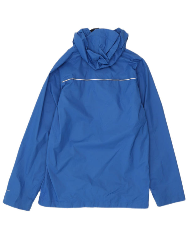 Columbia Boys Omni-Tech Hooded Rain Jacket 14-15 Years Large Blue Nylon