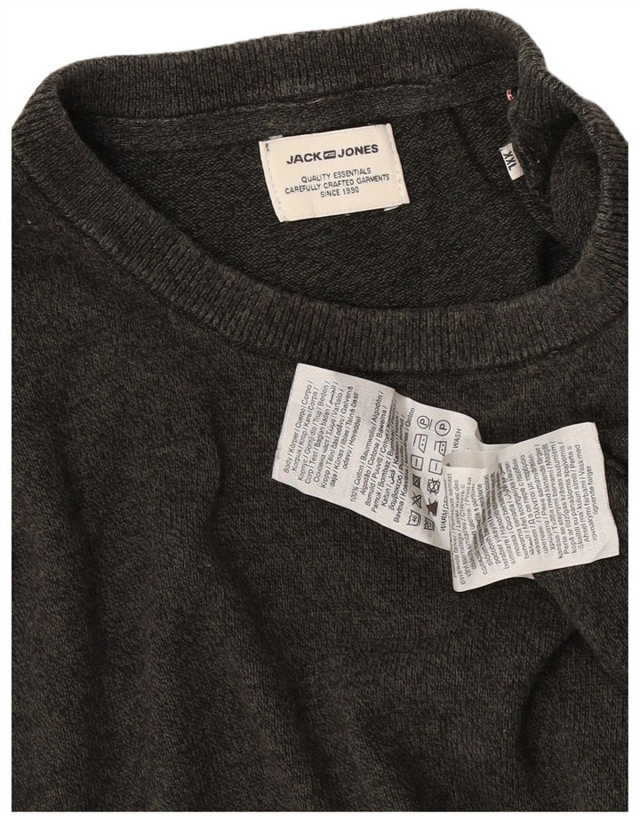 Jack & Jones Ανδρικό πουλόβερ με λαιμόκοψη 2XL γκρι βαμβακερό