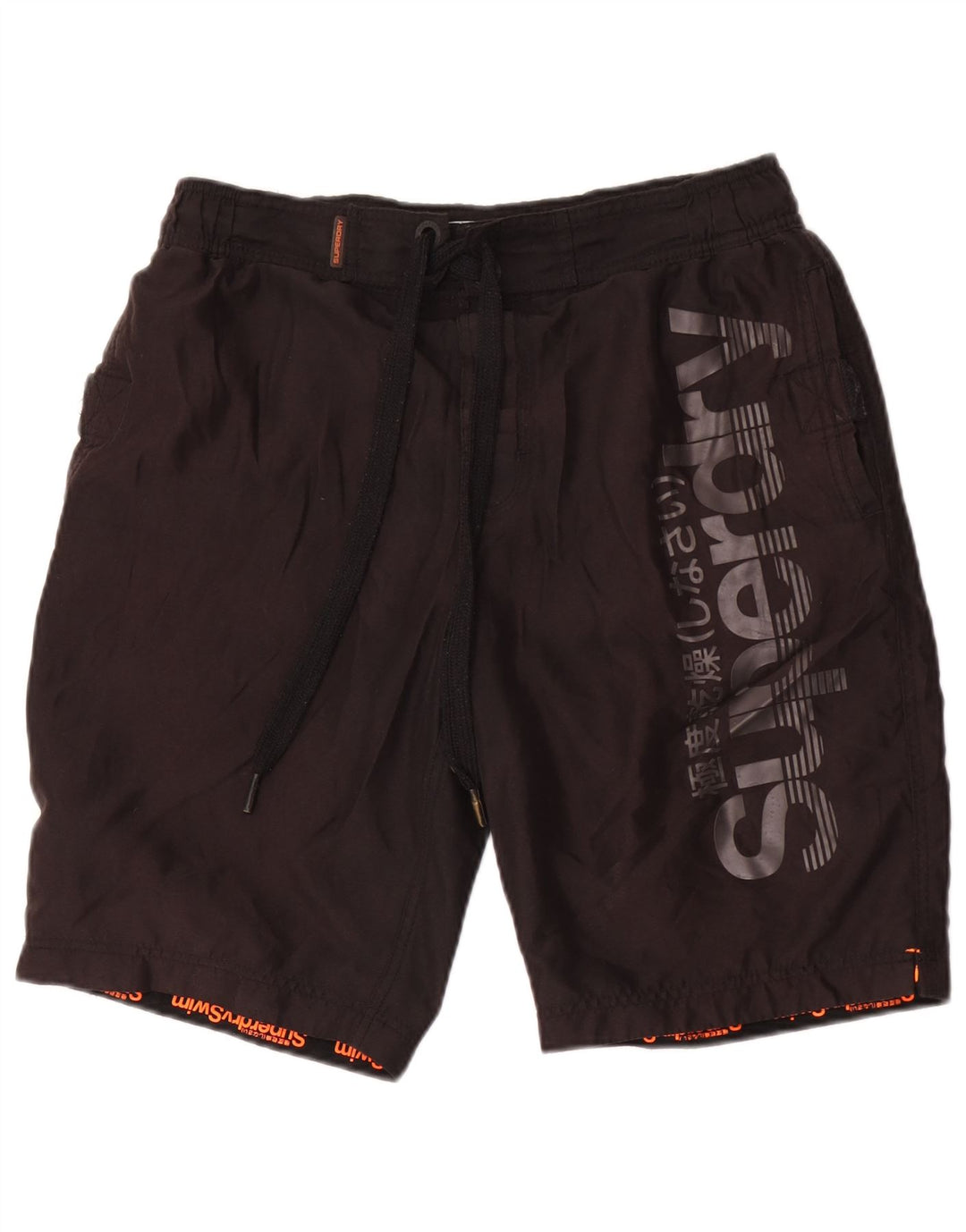 Ανδρικό γραφικό σορτς κολύμβησης Superdry, μεσαίο μαύρο πολυεστέρα