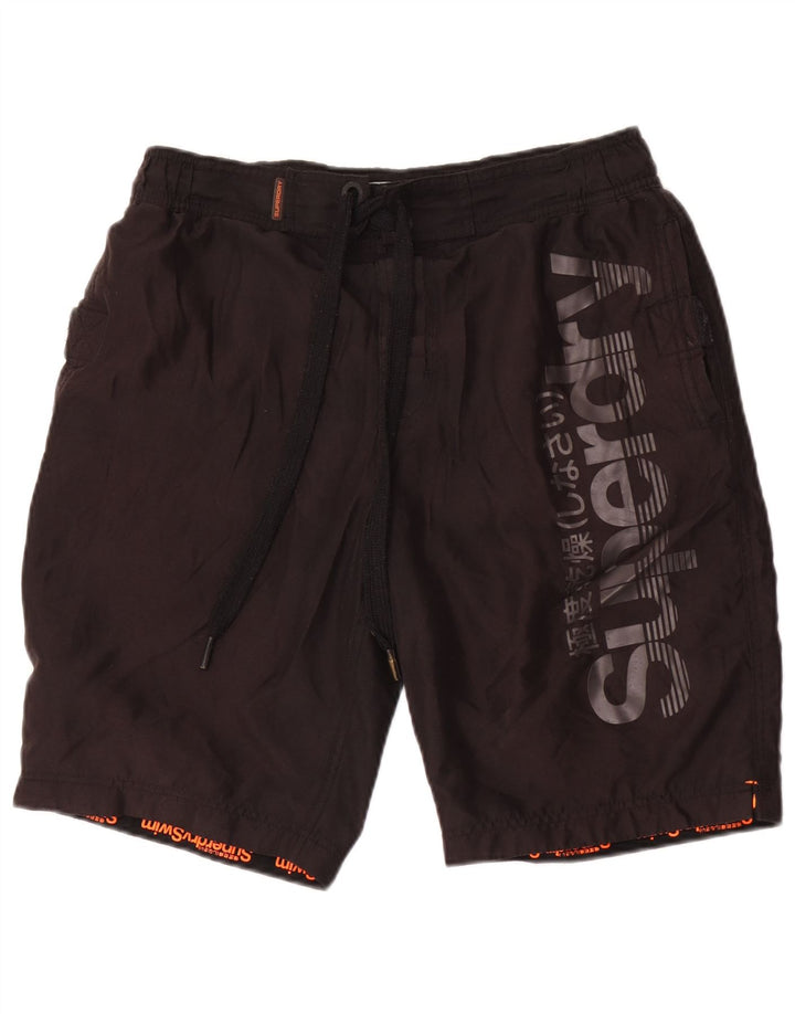 Ανδρικό γραφικό σορτς κολύμβησης Superdry, μεσαίο μαύρο πολυεστέρα