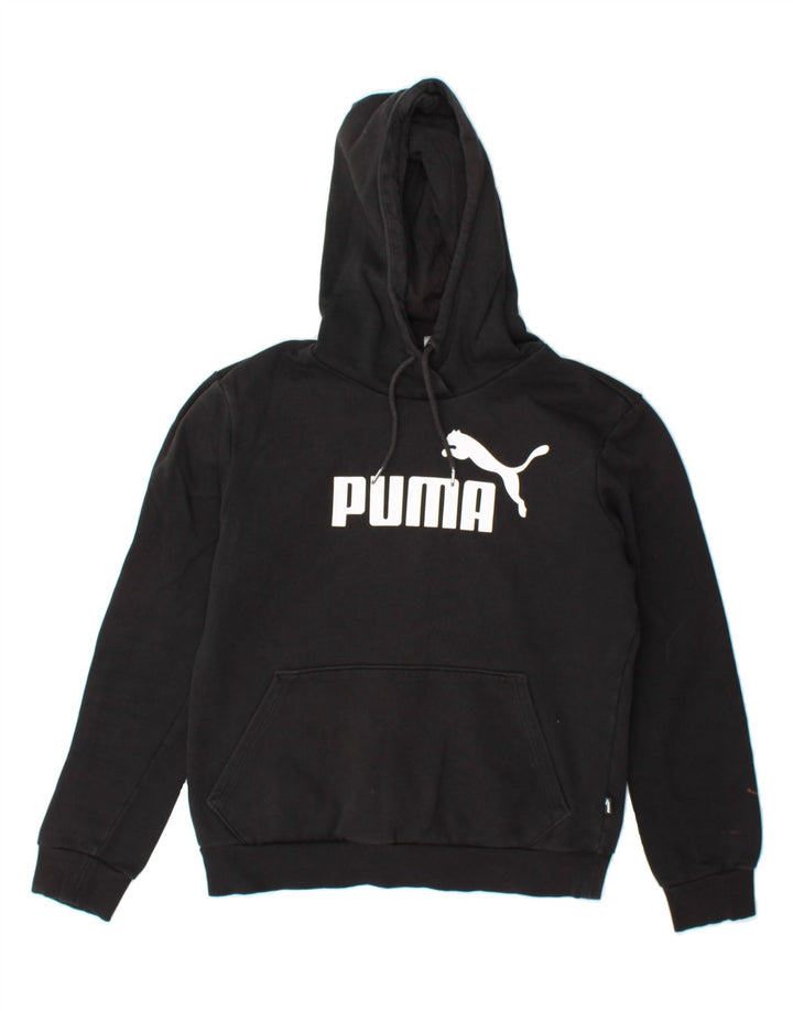 PUMA Womens Graphic Hoodie Jumper UK 10 Small Black Polyester Vintage Puma and Second-Hand Puma from Messina Hembry 