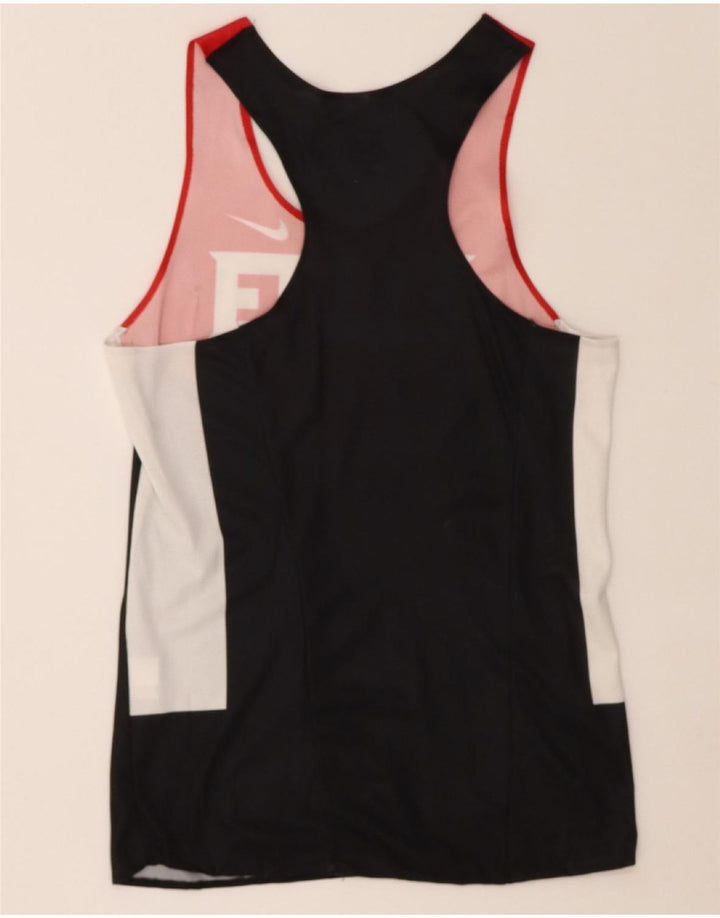 NIKE Womens Graphic Vest Top UK 6 XS Black Colourblock Polyester Vintage Nike and Second-Hand Nike from Messina Hembry 