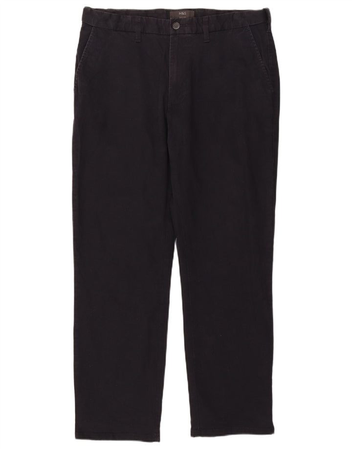 Marks & Spencer Ανδρικό παντελόνι Chino Regular W34 L29 Μαύρο βαμβακερό