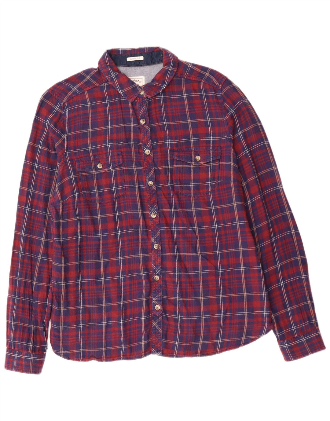 Fat Face Γυναικείο πουκάμισο Classic Fit Flannel UK 16 Large Blue Check Cotton