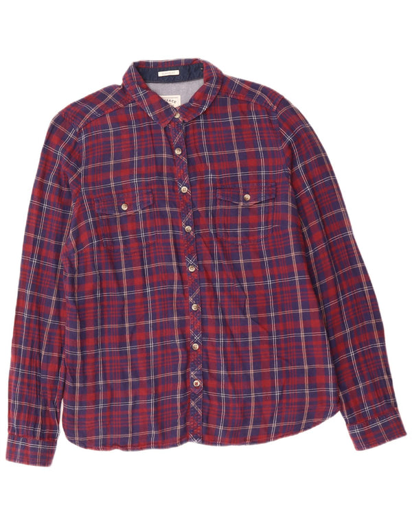 Fat Face Γυναικείο πουκάμισο Classic Fit Flannel UK 16 Large Blue Check Cotton