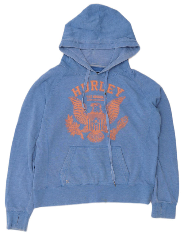 Hurley Γυναικείο Γραφικό Hoodie Jumper UK 16 Large Blue