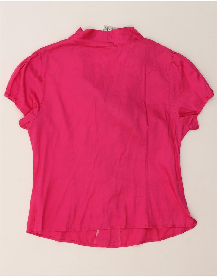 VINTAGE Womens Front Tie Shirt Blouse IT 42 Medium Pink