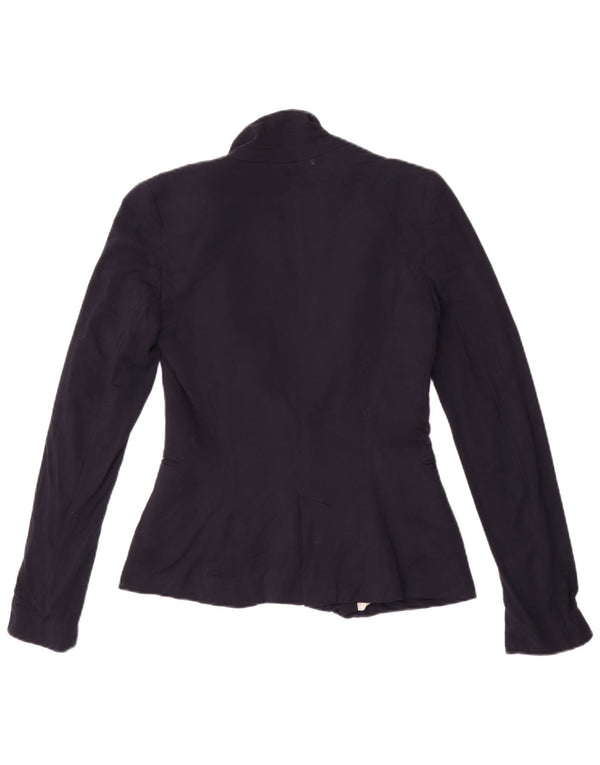 ZARA Γυναικείο σακάκι 1 κουμπιού σακάκι UK 6 XS Navy Blue Viscose