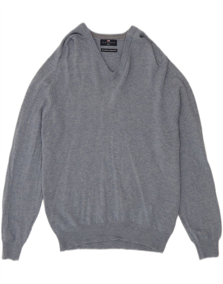 Ανδρικό πουλόβερ Marks & Spencer Blue Harbor με λαιμόκοψη με λαιμόκοψη σε μεσαίο μπλε