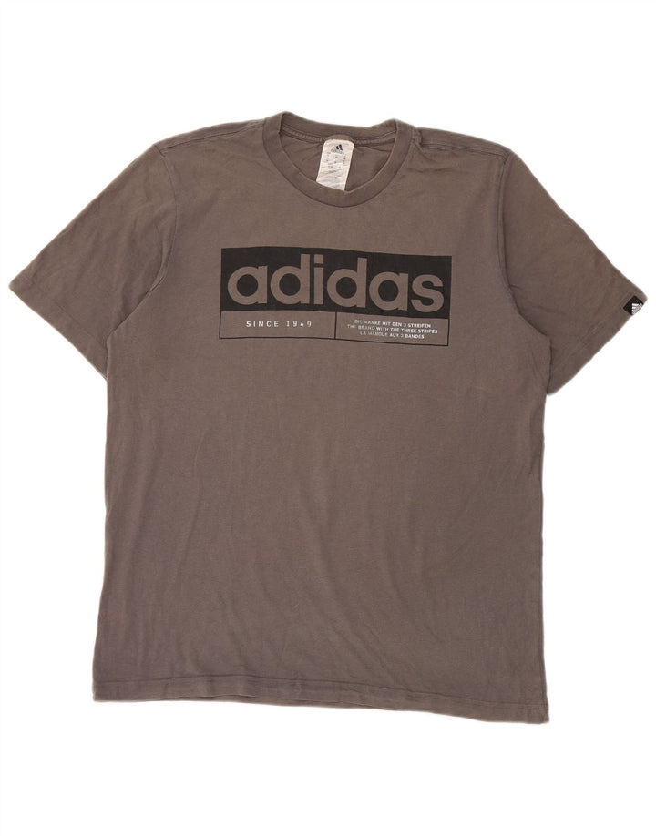 Ανδρικό γραφικό T-Shirt Adidas Top Μεσαίο γκρι βαμβακερό
