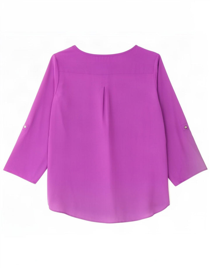 Zara Γυναικείο τοπ 3/4 μανίκι UK 16 Large Purple Polyester