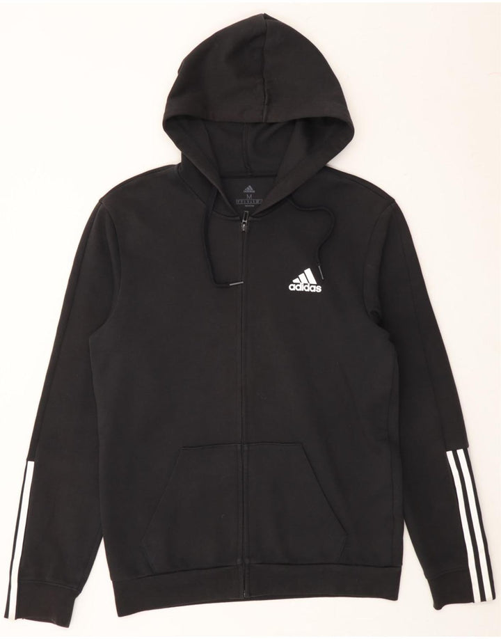 ADIDAS Mens Zip Hoodie Sweater Medium Black Cotton Vintage Adidas and Second-Hand Adidas from Messina Hembry 