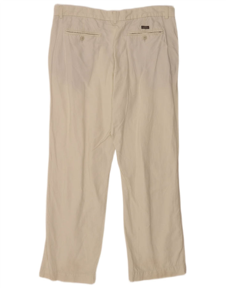 Marks & Spencer Ανδρικό Μπλε Harbour ίσιο παντελόνι W40 L33 Off White