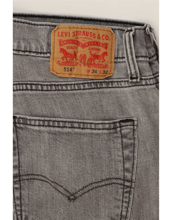 Levi's Mens 514 Straight Jeans W34 L32 Γκρι βαμβακερό
