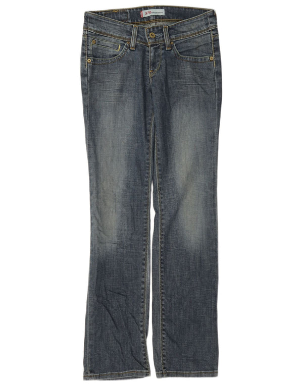 Levi's Womens 570 Straight Jeans W28 L32 Blue Cotton