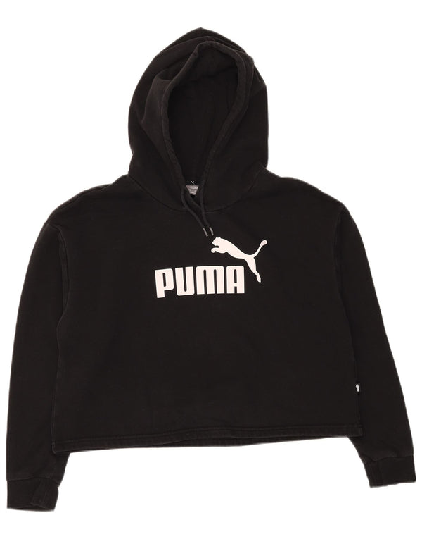 Puma Γυναικείο Crop Graphic Hoodie Jumper UK 14 Medium Black Cotton