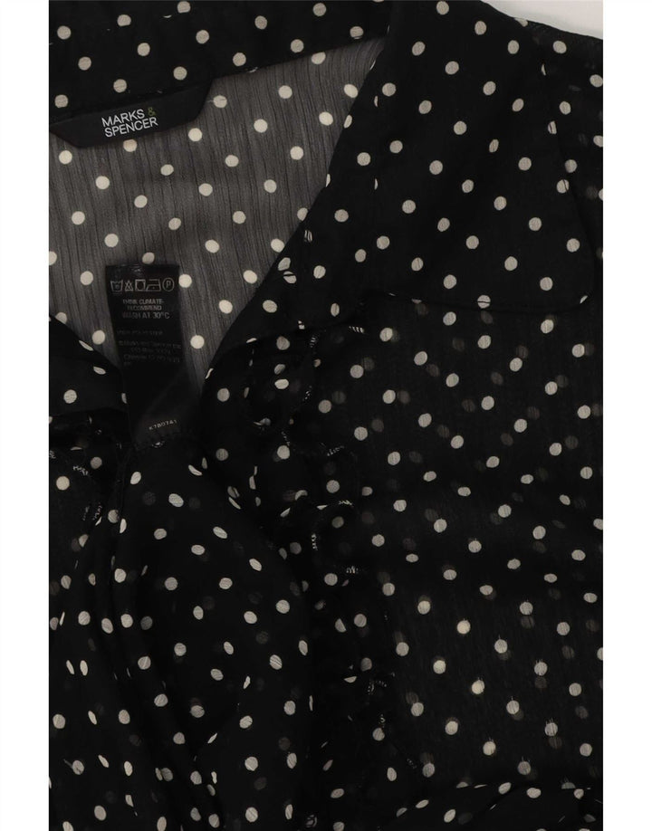 Marks & Spencer Womens See Through A-Line UK 14 Medium Black Spotted