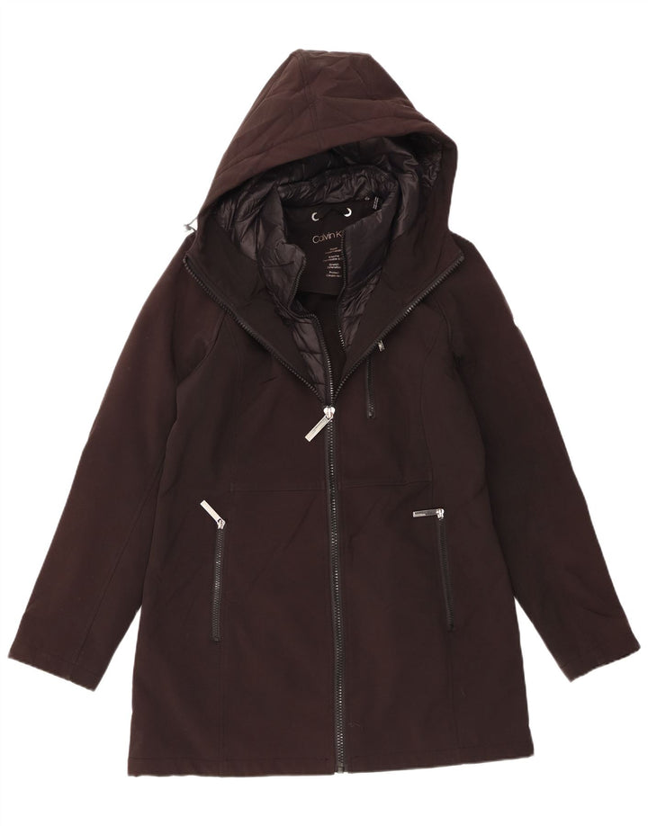 CALVIN KLEIN Γυναικείο μπουφάν με κουκούλα αντιανεμικό UK 14 μεσαίο μαύρο πολυεστέρα