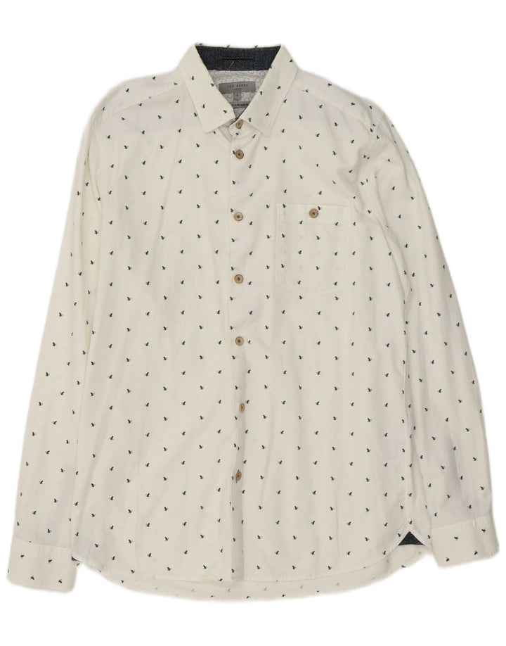 Ted Baker Ανδρικό πουκάμισο Abstract Pattern Μέγεθος 4 Μεγάλο λευκό βαμβακερό