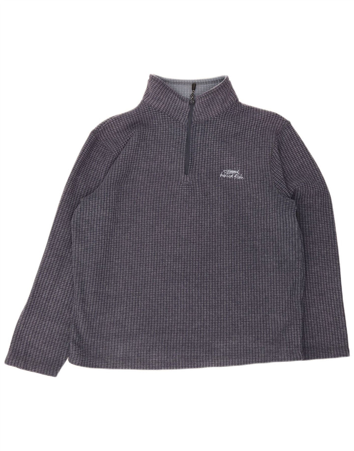Weird Fish Mens Zip Fleece Jumper Large Navy Blue Polyester
